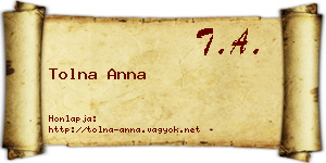 Tolna Anna névjegykártya